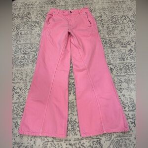Zara Pink Flare Wide-Leg Denim Jeans